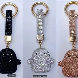 Halloween Ghost Keychain Bag Charm 3 Colors Black Silver White Rose Gold Sparkly Glitter Design Bling Heavy