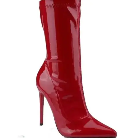 Belovely Sleek Elegance: Patent Leather Stiletto Boots 【SHARPE-12】 Formal Works