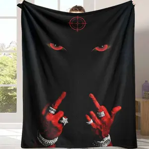 Dark Red Demon Hands Flannel Blanket  Evil Eyes and Target Graphic Print  Soft Warm Lightweight Durable  Perfect for Bedroom Decor  Halloween Party  Gaming Room  Gift for Friends summerwins