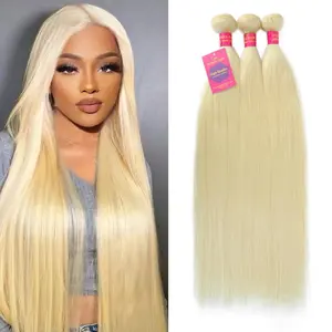 613 Straight Bundles Human Hair Blonde Bundles HumaHair 14A Grade  Unprocessed Brazilian Virgin RavHair Weave Extensions for women 100g