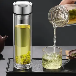 Glass Tea Infuser Bottle Tea Flood Cup 12oz/350ml Portable Tumbler Mug Leakproof