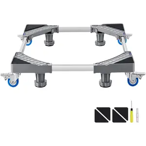 VEVOR Mini Fridge Stand, 16’’-25'' Adjustable Dolly Washing Machine Stand Base with 4 Strong Feet, 4 Locking Swivel Wheels, Furniture Mover Mobile Base for Washing Machine, Washer and Dryer