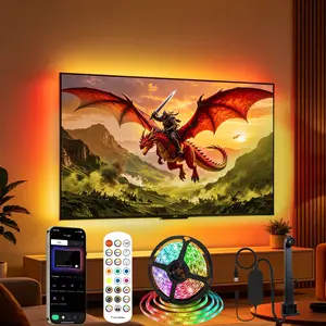 19.6FT gaming lights, TV LED lights, USB LED light strips, fancy LED, TV LED backlight, with wireless remote control, color synchronization, with AR color sensor, smart 5050RGB + IC, app control, LED TV lights, Mother's Day, Father's Day gifts