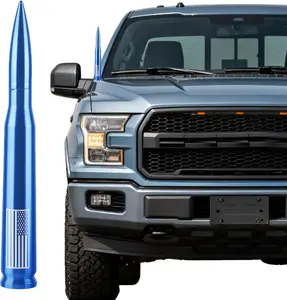 American Flag, Blue, Short Bullet Truck Antenna for Chevy, Silverado, Ford, F150, F250, Anti-Theft Car Wash Safe Replacement, Exterior Accessories