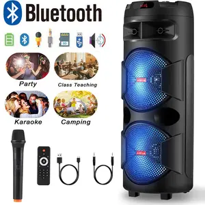 Dual 12inch Speaker Loud Portable Bluetooth PA Speaker System Wireless Karaoke Machine DJ Party Box TWS/ Rechargeable/FM Radio/ Remote Control / Microphone / LED Lighting