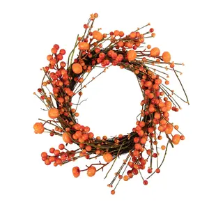 Northlight Berries w/Mini Pumpkins Fall HarvestWreath 20"