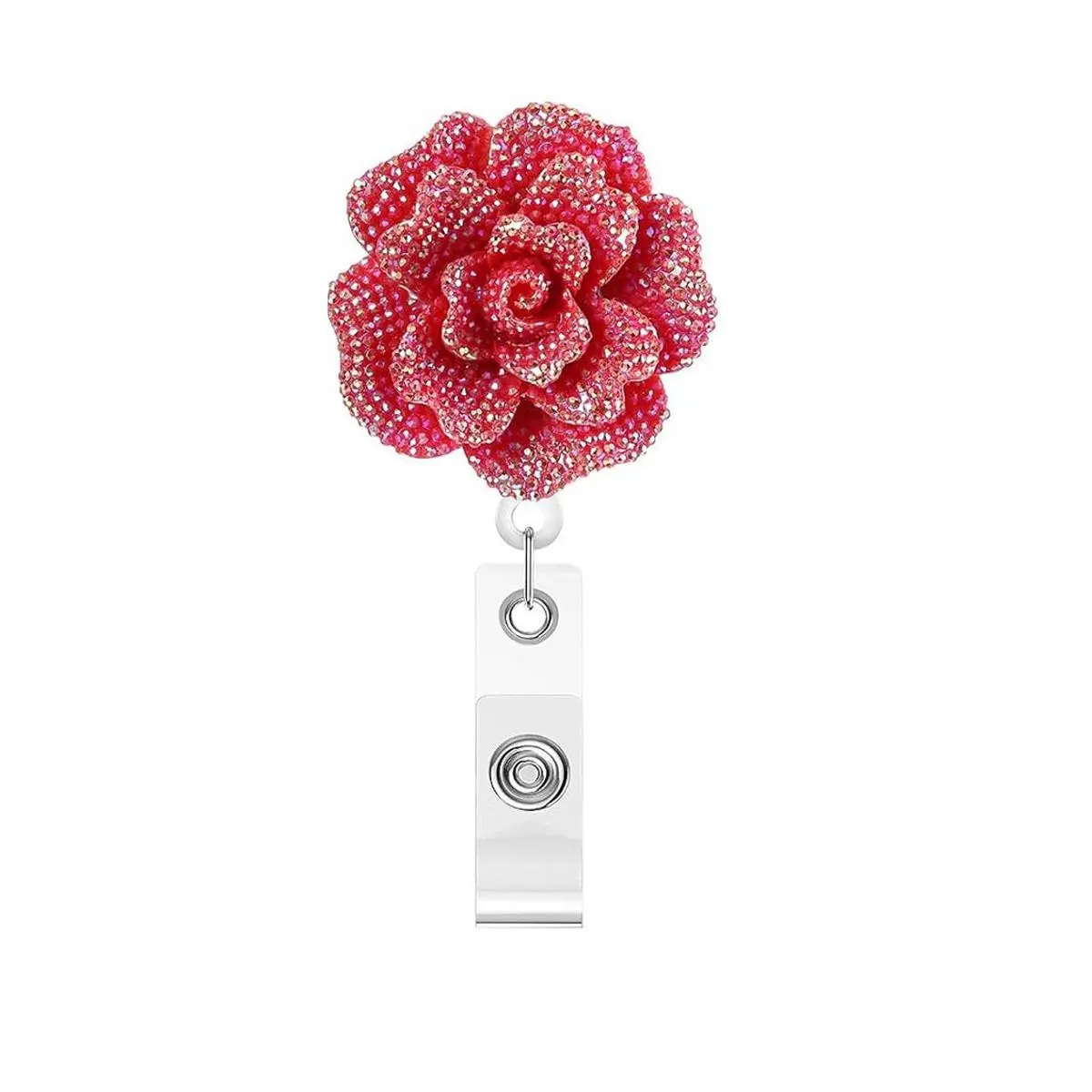 Rose Flower Design Badge Holder, 1 Count Retractable Badge Pins Reel, Badge Reels Retractable, Creative Badge Holder for Office School Student Nurse, Medical Badge Holder, Nursing Badge Reel, Badge Accessories