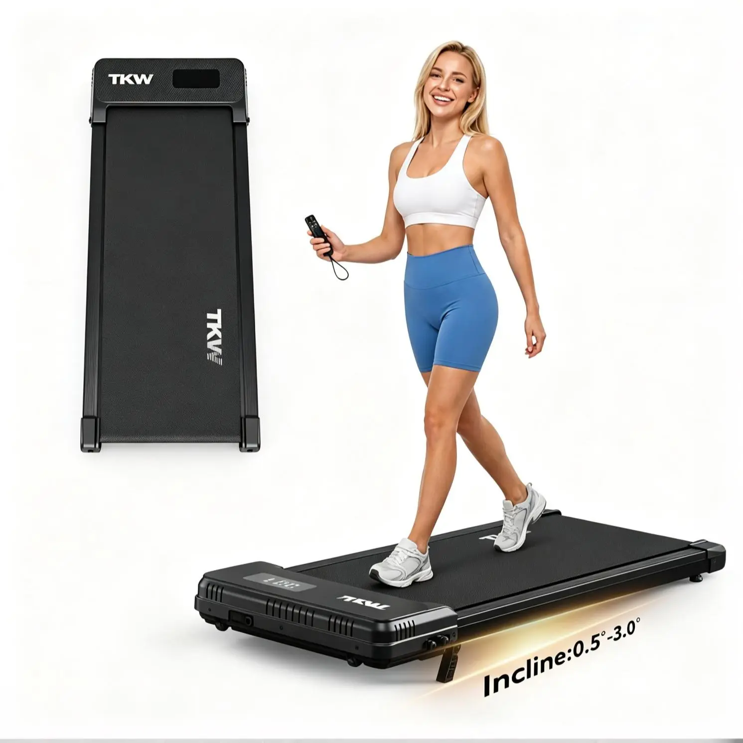 Walking Pad,Indoor Mini Exercise Equipment with Remote Control, with LED Display, 260 lbs Capacity, Shock-Absorbing Quiet Walking Pad,