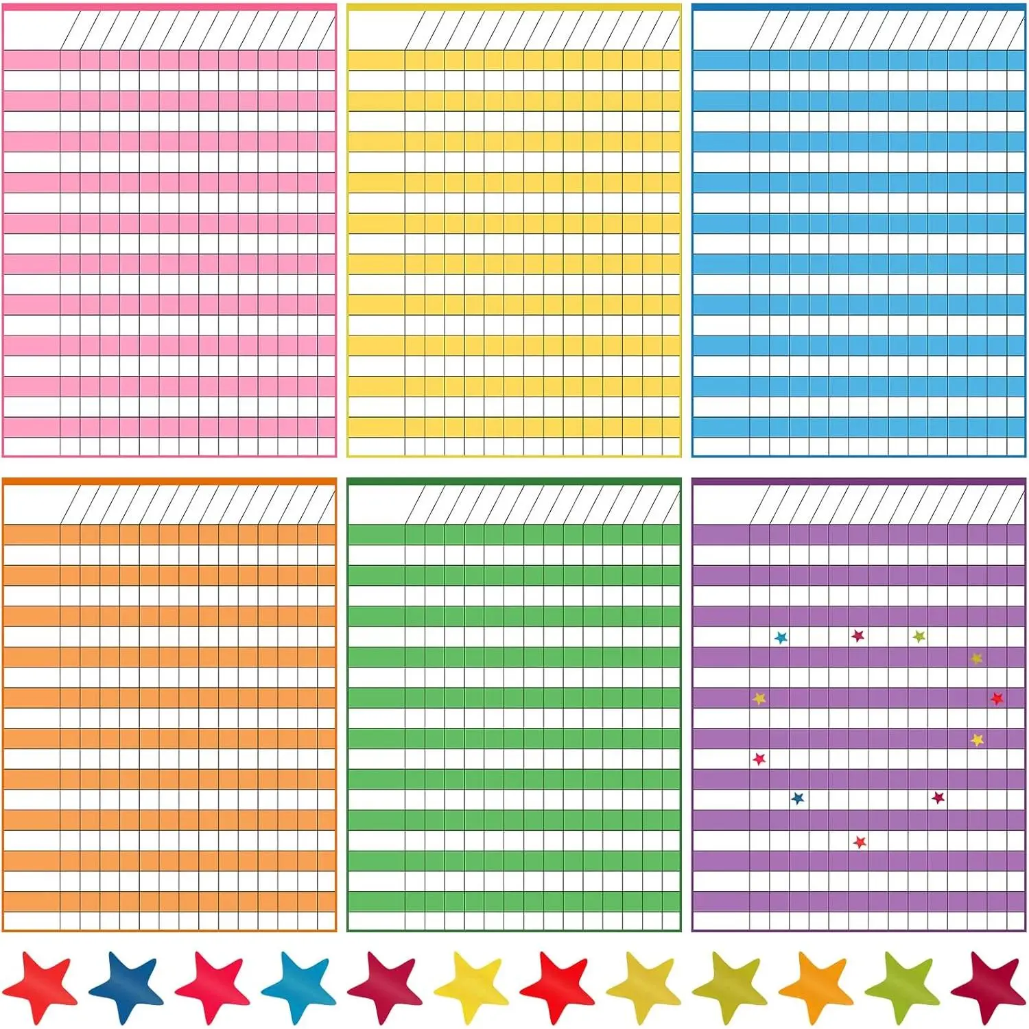 18 Pack Incentive Chart for Classroom Reward Chart for  Multi Color Laminated Dry Erase Chart with 1760 Star Stickers Behavior Chart for Learning Classroom School Attendance (Fresh Style)