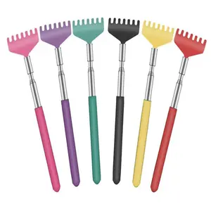 6 Pack Extendable, Portable Telescoping Metal Back Scratchers/Hand Massager with Soft Rubber Handles for Thanksgiving, Birthday, Christmas Gifts