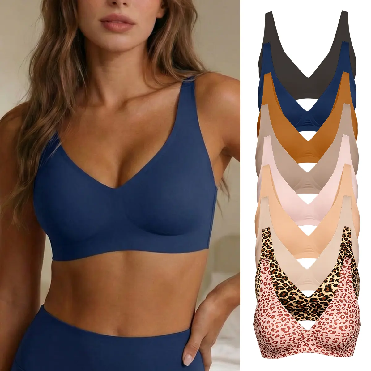 2 Pack Jelly Bra Wireless seamless  Deep V fashion bra bralettes  seamless Slight-push up bra Womenswear Jelly Wireless Comfortable Wireless Bras Seamless Tshirts Bras Everyday Bras summerwins