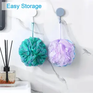 Fluffy Hangable Cucumber Mesh Sponge Scrubber - 60g per Piece, Medium Material, Blue-Purple & Blue-Green Styles, Exfoliating Personal Bath Body Care Accessories, Instant Refund & Free Returns