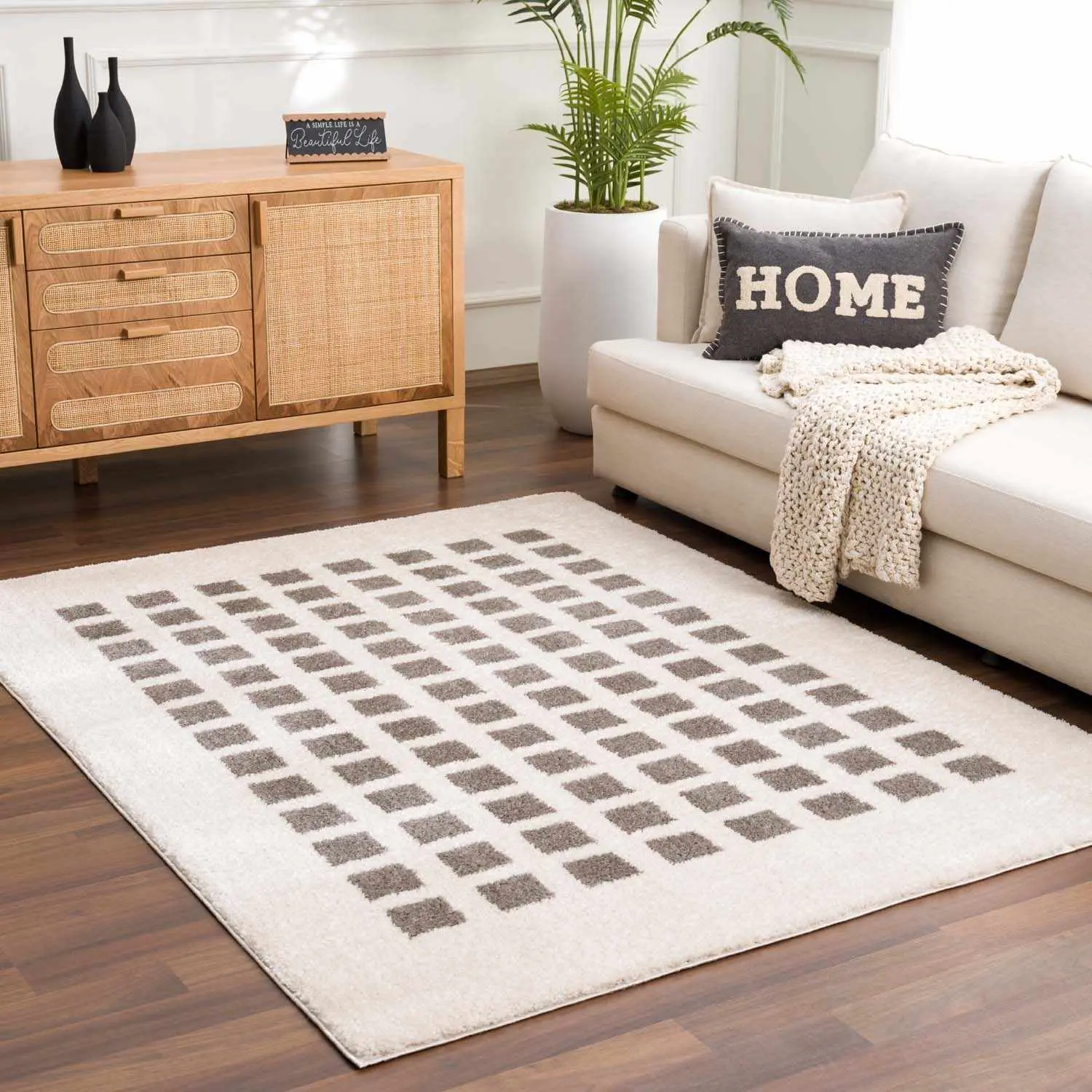 Baback 1-Piece Washable Charcoal Area Mat, Home Decor Rug for Living Room, One-Piece