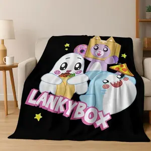 LankyBox Foxy Boxy Rocky Blanket Ultra Soft Flannel Cozy Warm Bedroom Couch Sofa Home Picnic Throw Cover Decor Decorative Throw Perfect Birthday Gift Christmas Gift for Kids Teens Fans Boys Girls Cute Gaming YouTuber Style