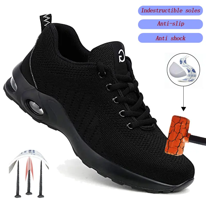 Work Sneakers Men Safety Shoes industrial Construction Steel Toe Protective Boots Men Shoes Anti-puncture Breathable light Mesh shoes workout sneaker advanced non-slip traction lifesaver boot