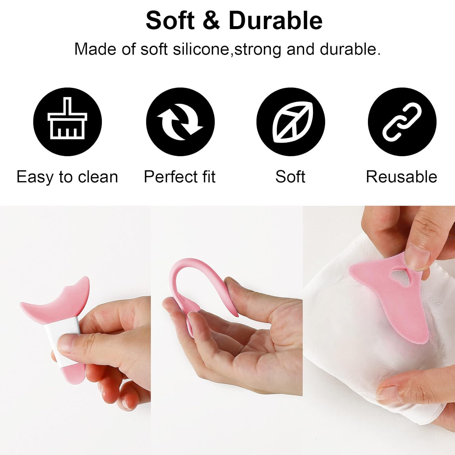 Eyeliner Stencils 2Pcs Reusable Silicone Eyeliner Aid Mascara Shield Multifunctional Makeup Stencil for Beginners Eye Liner Eyelash Eyeshadow Lipstick Applicator Guide Tool - Pink