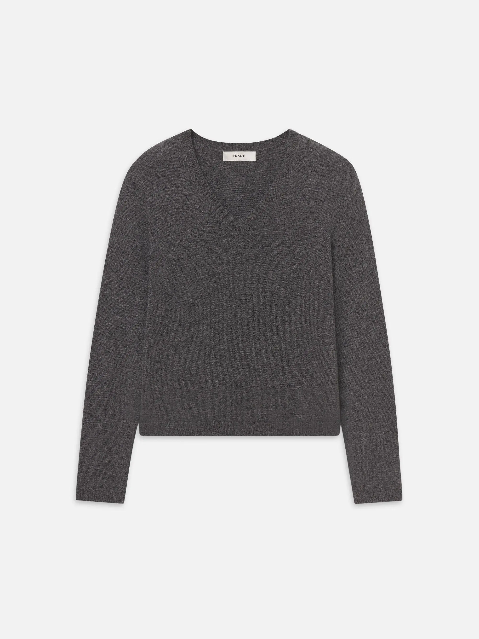 The Everyday Cashmere V Neck -- Heather Grey