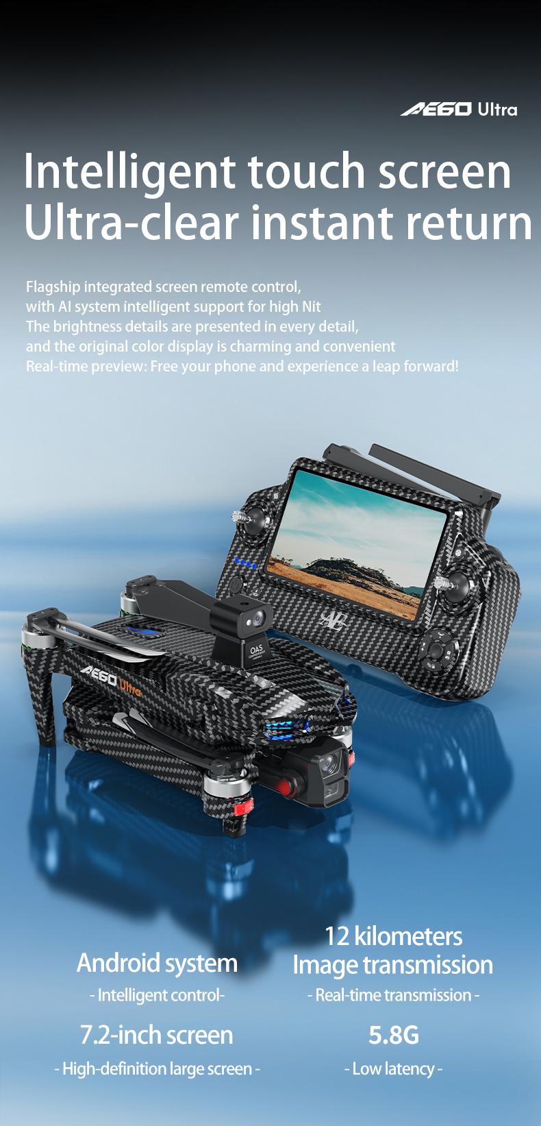 GPS Drone with Payload Drop (≤1.1lb), 4K Dual Camera, 3-Axis Gimbal, 7.2'' Screen Controller, 360° Obstacle Avoidance, 45Min Flight Time, Brushless Motor, Optical Flow, Foldable RC Quadcopter with 2 Batteries & Carry Case for Adults & Beginners