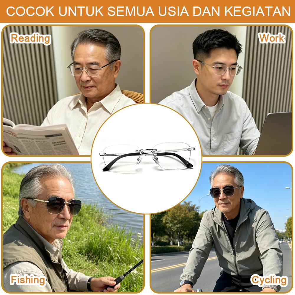Premium Progressive Reading Glasses, Carbon Fiber Frameless Blue Light Filtering Readers for Phone, Books & Everyday Use