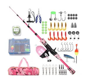 Kids Fishing Pole with Spincast Reel Telescopic Fishing Rod Combo Full Kits for Boys, Girls, and Adults