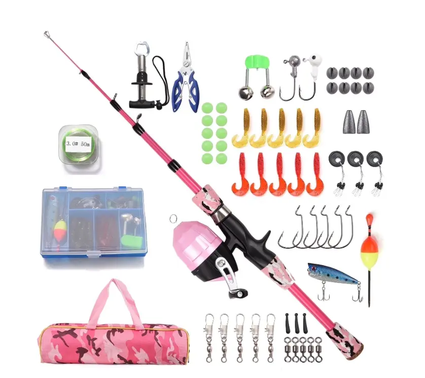 Kids Fishing Pole with Spincast Reel Telescopic Fishing Rod Combo Full Kits for Boys, Girls, and Adults