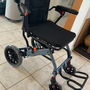 【GARVEE】Lightweight Folding Wheelchair for Seniors with Aviation Aluminum Frame, Flip Armrests, Secure Brakes, Spacious Seating, Ideal for Safe Transfers Indoors and Outdoors in Gray Orange