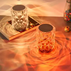 REEMEER Crystal Lamp Touching Control Rose Shadow Crystal Table Lamp, 16 Color Changing RGB Night Light, LED Rose Diamond Touch Lamp for Bar, Bedroom, Birthday Gift for Kids Girls