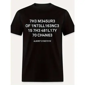 Summer t Shirts Humorous "7h3 M34ur3 157h 0717" Graphic Men's T-Shirt - Casual Black Cotton Tee with Short Sleeves