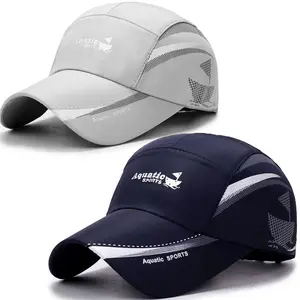 2pcs Quick-Dry Lightweight Solar Shading Baseball Caps - Stylish Sailboat Print, Breathable Mesh Back, Adjustable Fit for Outdoor Sports, Fishing (White & Navy Blue), Solar Shading Hat