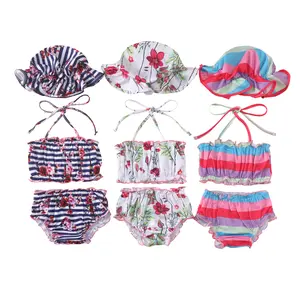 Little Baby Girl Swimsuit Toddler Bathing Suit Infant Summer Beach Bikini Tankini 2 Piece Swimwear with Hat