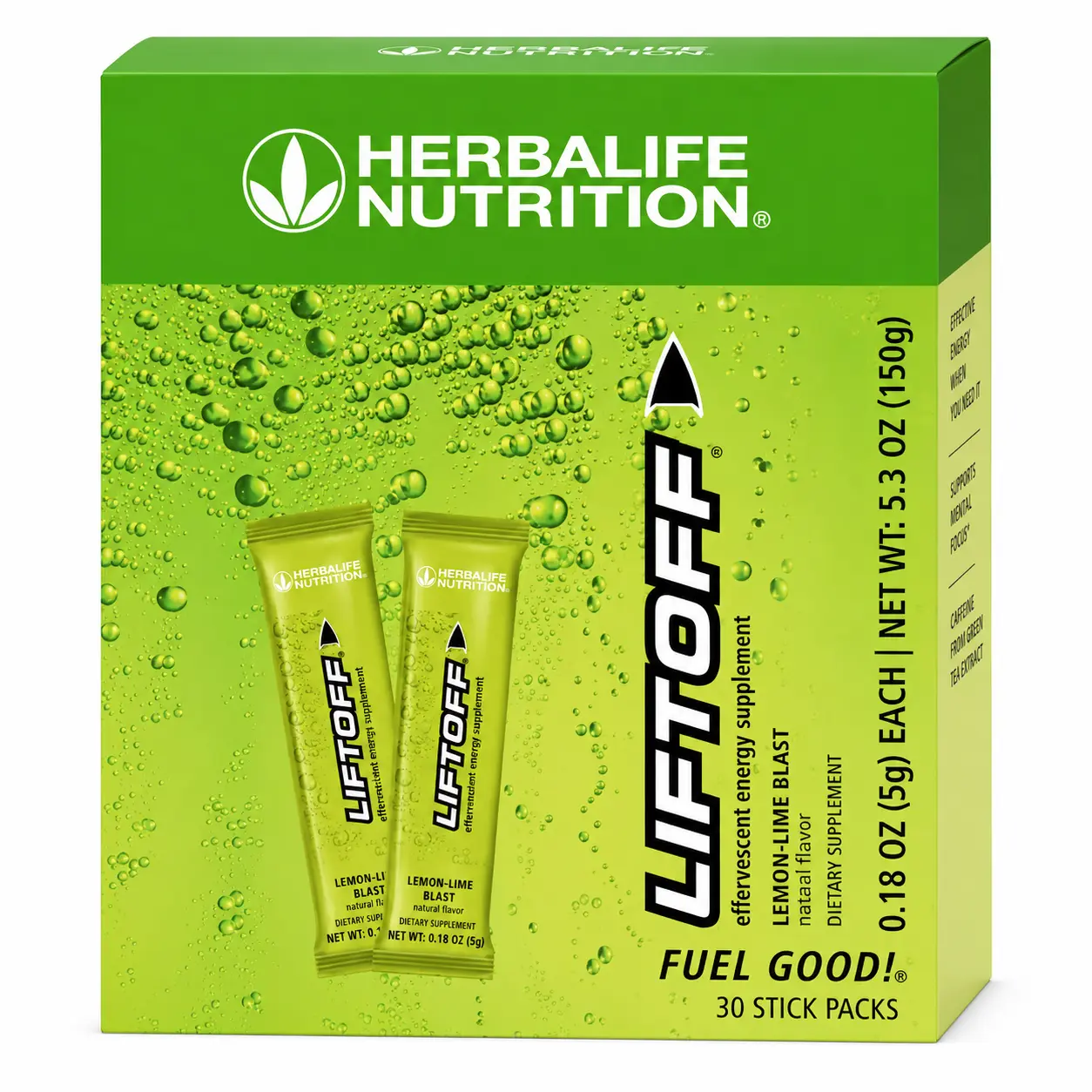 Herbalife Nutrition Liftoff Lemon Lime Flavor Energy Beverage Mix, 30 Stick Packs, Vitamin-Enriched with Caffeine & B Complex Vitamins for Alertness healthy energy drinks