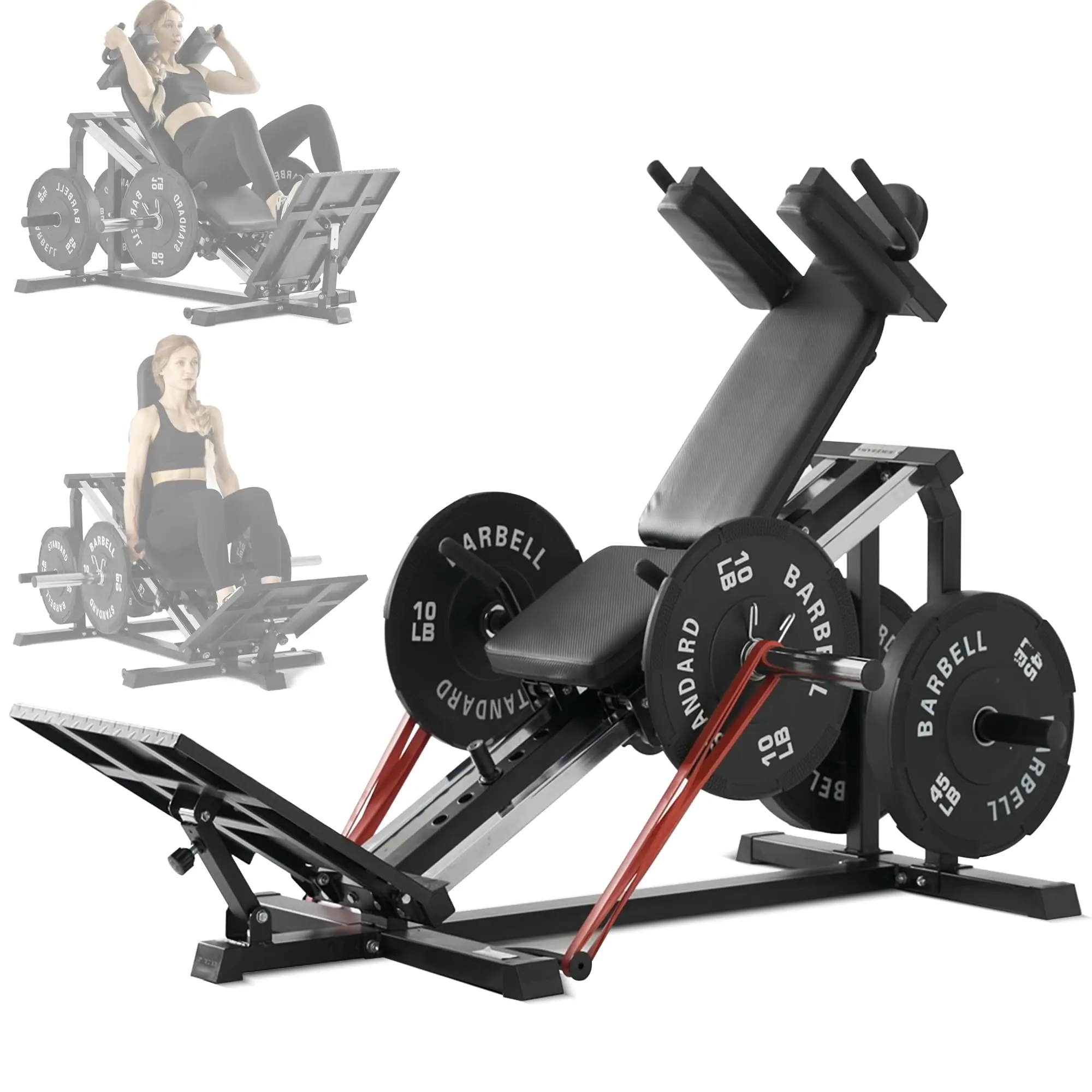 Leg Press Hack Squat Machine 30-Degree Compact Machine with Removable Shoulder Pad for Home Gym Lower Body Workout Equipment Adjustable