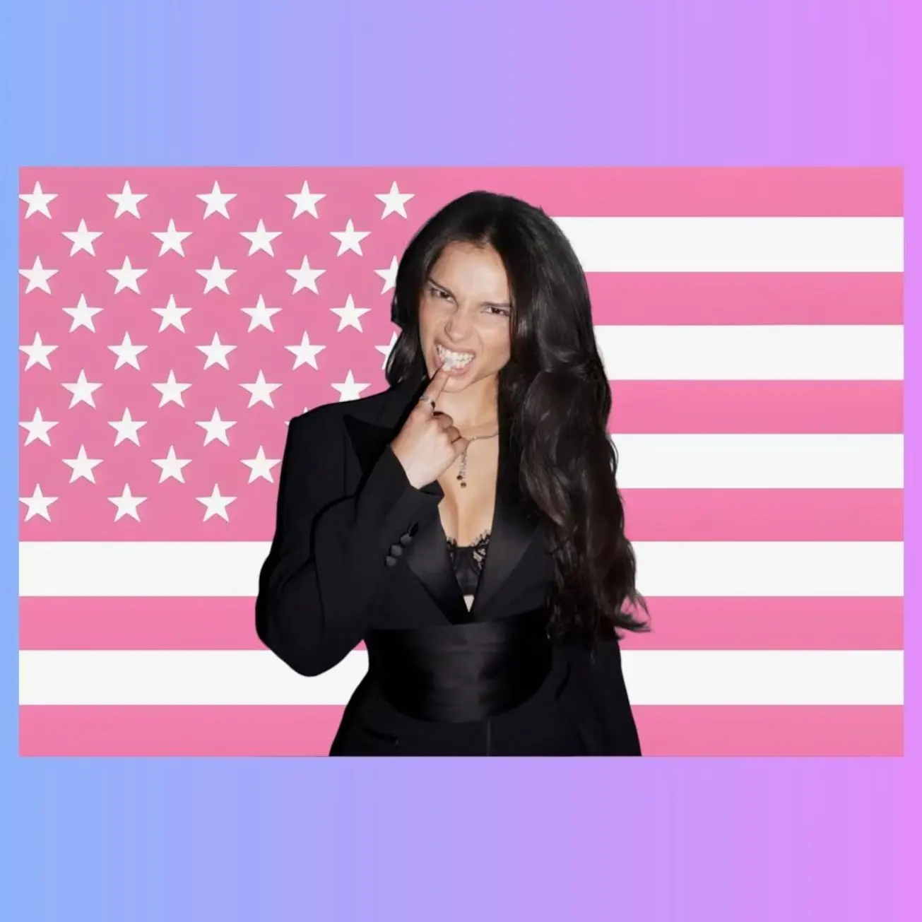 Inde Navarrette Pink Flag Tapestry | Hollywood Actress Fan Decor | TV & Movie Wall Art | Aesthetic Dorm Room Decor