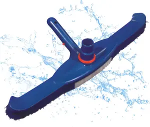Deluxe Swimming Pool Vacuum Head, 20-Inch Wide Pool Brush with Curved Edges, 360 Degree Swivel Hose Cuff and EZ-Clip Pool Pole Button Lock for Inground and Above Ground Pools