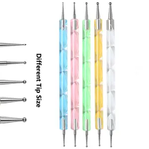 Professional 5-in-1 Nail Art Dotting Pen Set, Stainless Steel Dotting Tools for Nail Design, Multi-Purpose Embossing Clay Sculpting Pens, Creative Dotting Drill Guide, Decoration Dotting Art Kit for DIY