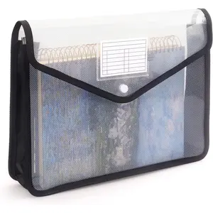 Plastic Expanding File Folder, Transparent envelopes with Snap Closure, No Dividers, Large Capacity, Fit Letter/A4 Size (Black)