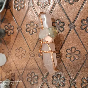 HANDMADE ROSE QUARTZ POINT COPPER WRAPPED PENDANT