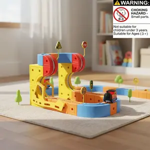 DIY 3D Magnetic Track Car Set , Assembly Electric Train Toy, Educational Game for Kids, Perfect for Entertainment