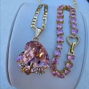 Te amo pink  gold plated necklace pendant