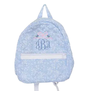 Blue Floral Quilted Backpack