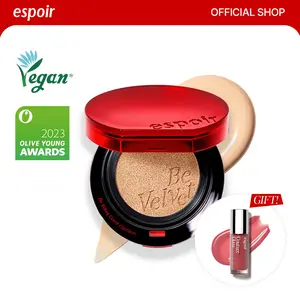 [Espoir Official][22 Shades] Be Velvet Cover Cushion Foundation | Full Coverage, Zero Oxidation, Lightweight Semi-matte Finish, Long-lasting | Vegan K-beauty