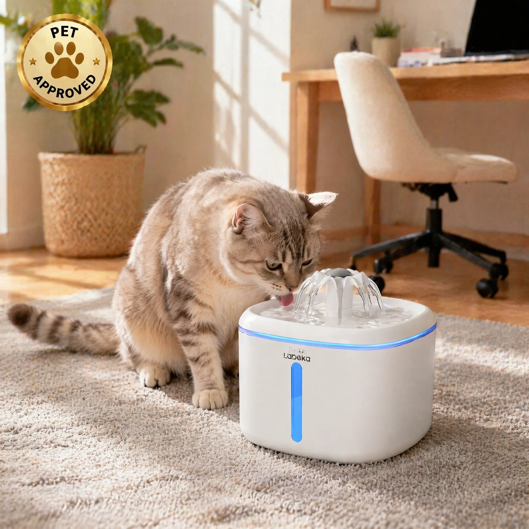 Square Pet Water Fountain W01 Single Unit - 2.5L/2500ml/84.54oz, 4-Layer Filtration System, Ultra-Quiet Pump, Auto Fill Automatic Water Supply, Encourages Drink for Indoor Cats & Dogs Feeding Accessory, 2.5 Liters, 84.54 Ounces