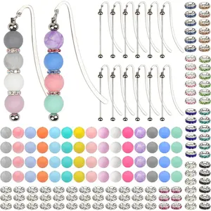 162 count DIY Beadable Metal Bookmarks Craft Kit with 12 Bookmarks 150 Beads Bookmark Making Kit for Adults  Teachers Student Creative  for Readers Birthday Office Supplies