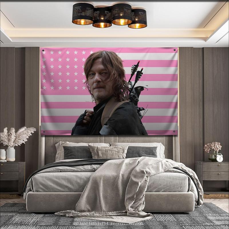 American Dead D-Daryl Dixon Flag For Garden Flags Party Living Room Home Balcony Wall Decor Banner Bedroom Tapestry Outdoor Peach skin suede