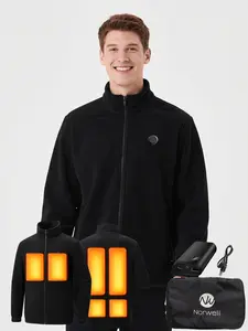 Norwell Men's Heated Fleece Jacket - Unleash the Power of Warmth with Heated Jackets, Heater, Selfheateing Jacket for Men, Heated Coat for Men - Electric Heating Jacket with USB Cable (Battery Included)