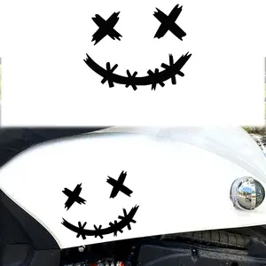Waterproof Reflective Sticker for Motorcycle Helmet, Devil Smile Decal, Car Body Decoration, Laser Engraved Vehicle Sticker
