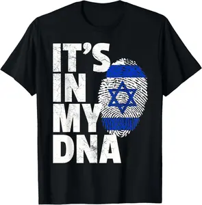 100% Cotton IT'S IN MY DNA Israeli Israel Flag National Pride Roots Gift T-Shirt