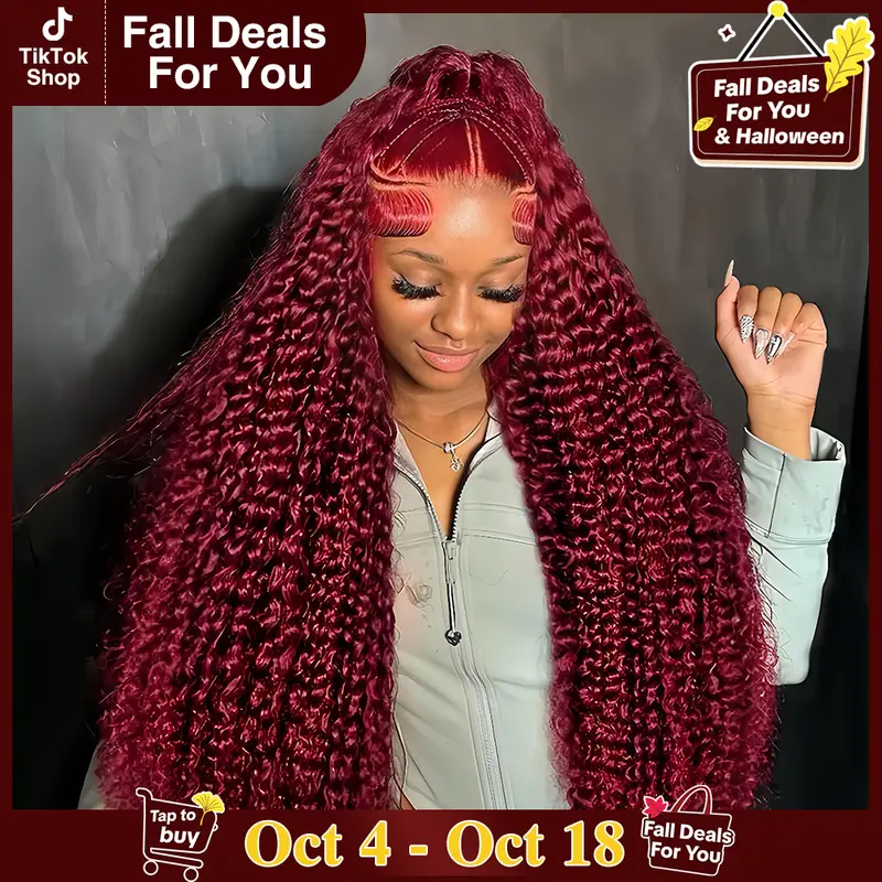 CheetahBeauty 99J Burgundy/Natural Black/T1B/4/27/FB30 Highlight Deep Wave Human Hair Wig 13x6 HD Transparent Lace Front Remy Hair Wigs Pre Plucked Brazilian Deep Wave Human Hair Wig For Women #SohoChic #tiktokshopstockup