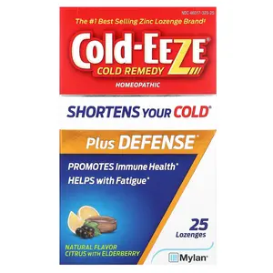Cold Eeze Cold Remedy, Homeopathic Plus Defense, Natural Citrus with Elderberry, 25 Lozenges