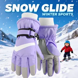 Children's purple ski gloves, Warm Waterproof Snow Mitts, Winter Windproof Gloves for Boys & Girls, Ages 4-12, Perfect Holiday Gift